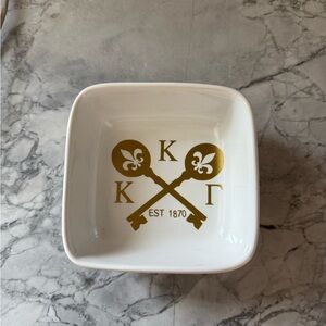 KKG Greek Key Ceramic Trinket Dish with Gold Crest